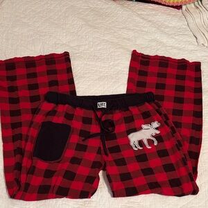 Lazy One Red and Black Plaid Moose Pajama Pants‎